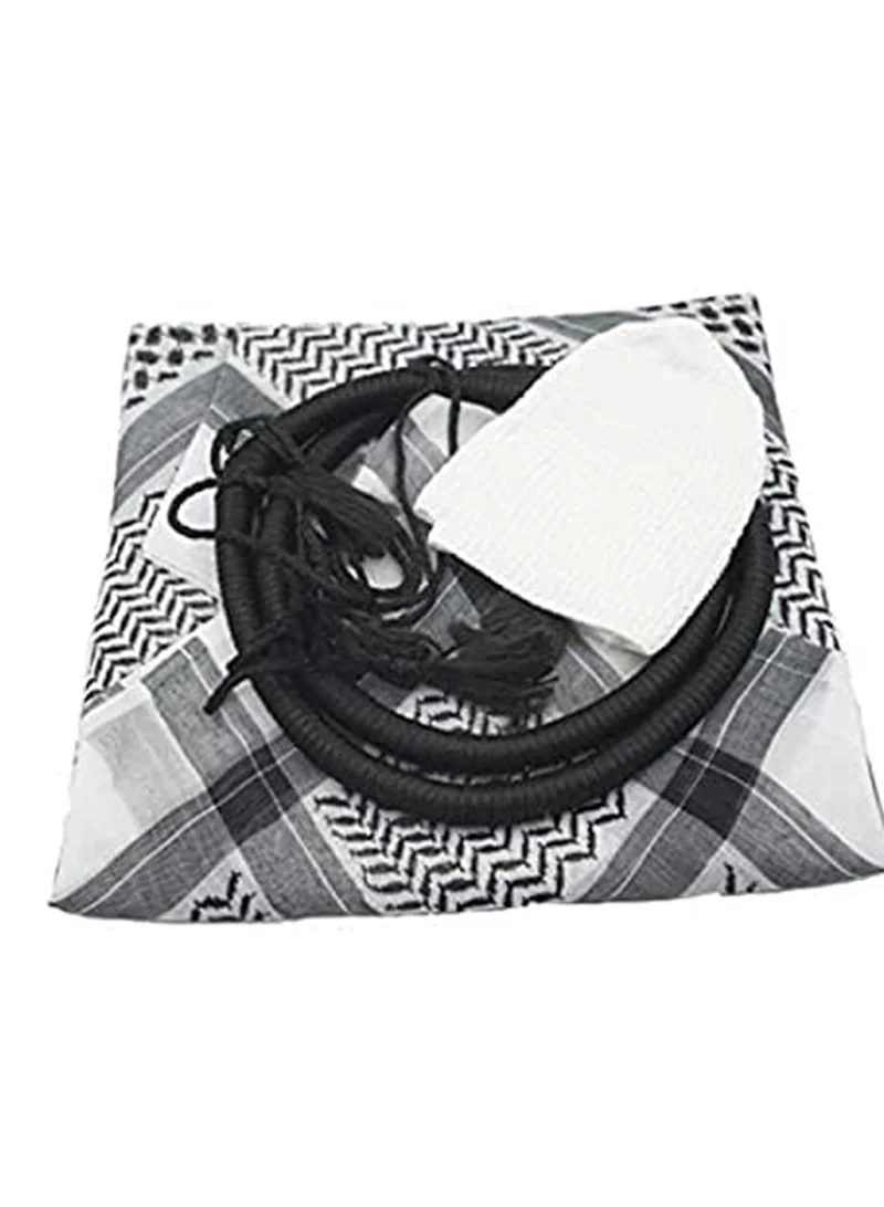 Caprisious Ghutra Complete Set for Men - Premium Arab Fashion Keffiyeh & Head Ring Agal Iqal | Arabian Scarf Shaykh Boys Headwear One Size