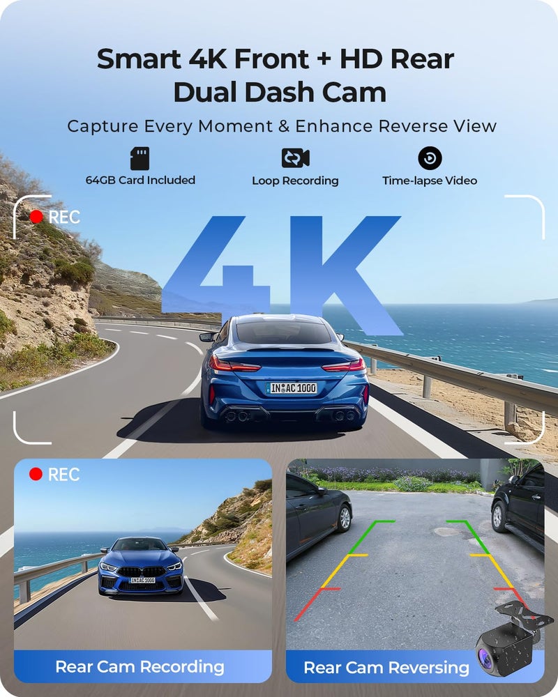 Krunia 9.26" Carplay Screen with 4K Dash Cam & HD Backup Camera, Wireless Portable Car Play Screen for Apple CarPlay & Android Auto, OTA, Bluetooth 5.0, Mirror Link, Voice Control, GPS Navigation, FM - Image 4