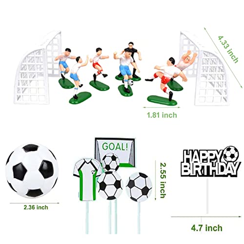 Qoadwem Soccer Cake Topper,14pcs Soccer Players Toys Football Cake Topper Decorations Soccer Ball Soccer Player Cake For Soccer Party Theme DecorationsMen Boy Birthday Cupcake Topper - Image 2