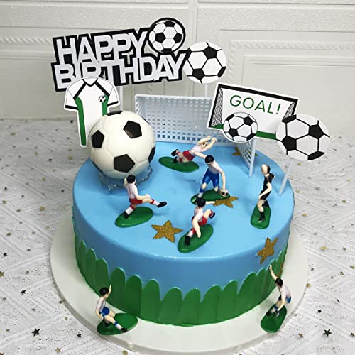 Qoadwem Soccer Cake Topper,14pcs Soccer Players Toys Football Cake Topper Decorations Soccer Ball Soccer Player Cake For Soccer Party Theme DecorationsMen Boy Birthday Cupcake Topper - Image 3