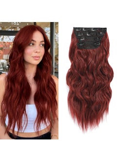 NAYOO NAYOO Wine Red Hair Clip Extension for Women 4PCS Thick Hairpieces Long Wavy Natural Synthetic Clip in Hair Extensions20 inch Wine Red 