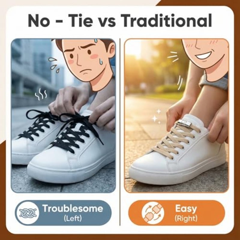 NOONNo أربطة الحذاء للبالغين أربطة أحذية مرنة للأحذية الرياضية لا أربطة أحذية قابلة للتمدد بدون أربطة أحذية 444 - Image 2