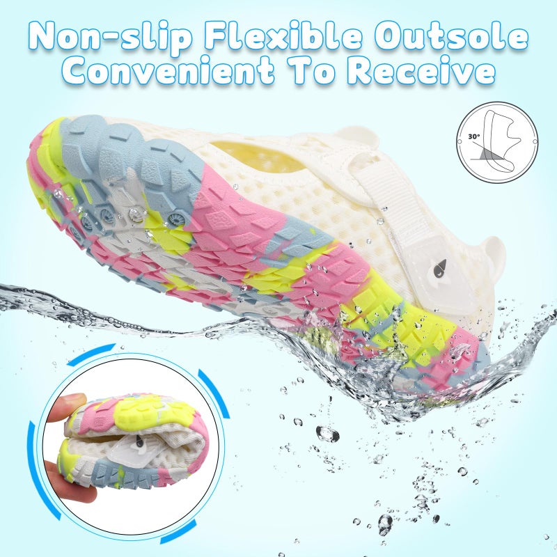 LeIsfIt Kids Water Shoes Boys Girls Swim Beach Shoes Toddler Barefoot Summer Shoe Quick-Dry Lightweight Aqua Socks for Pool Sand, White, 12 Little Kid - Image 5