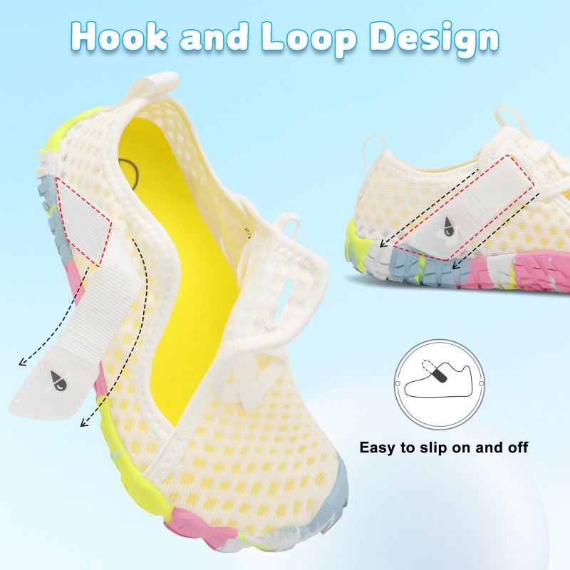 LeIsfIt Kids Water Shoes Boys Girls Swim Beach Shoes Toddler Barefoot Summer Shoe Quick-Dry Lightweight Aqua Socks for Pool Sand, White, 12 Little Kid - Image 4