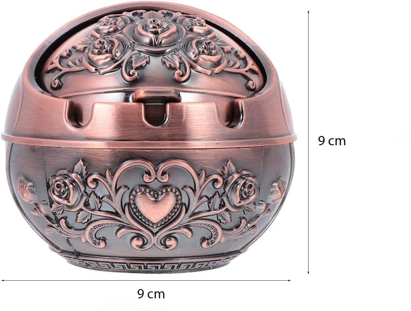 Mokshith Vintage Windproof Ashtray with Lid for Cigarettes Metal Portable Ashtray Cigar Ashtray Odor Eliminator for Outdoors Indoors Nice Gift for Men Women - Image 3