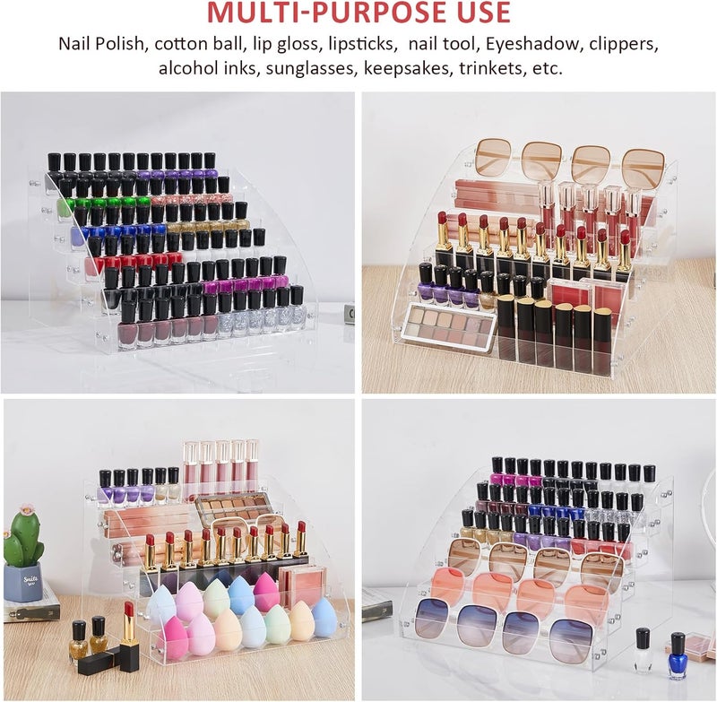 KINGROW Nail Polish Organizer Holder Rack 6 Layers Acrylic Display Rack Eyeglasses Shelf Essential Oils Ink Storage Holds Up to 96 (Fit 1-2oz Bottles) - Image 5