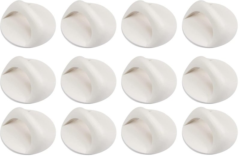 Turbid 12 Pack SelfStick Instant Cabinet Handle Pulls Drawer Pull Helper with Adhesive for Sliding Door Glass Windows Wardrobes Peel and Stick Knob White - Image 1