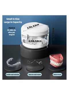 SYOSI Clear Denture Case with Strainer Basket, Denture Case, Retainer Case,Denture Storage Soak Container for Travel, Mouth Guard Cleaning Case, Braces Holder Cleaner Cup for Travel (White)  - Image 2
