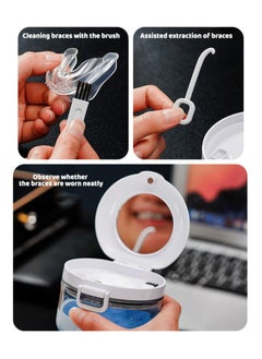 SYOSI Clear Denture Case with Strainer Basket, Denture Case, Retainer Case,Denture Storage Soak Container for Travel, Mouth Guard Cleaning Case, Braces Holder Cleaner Cup for Travel (White)  - Image 3