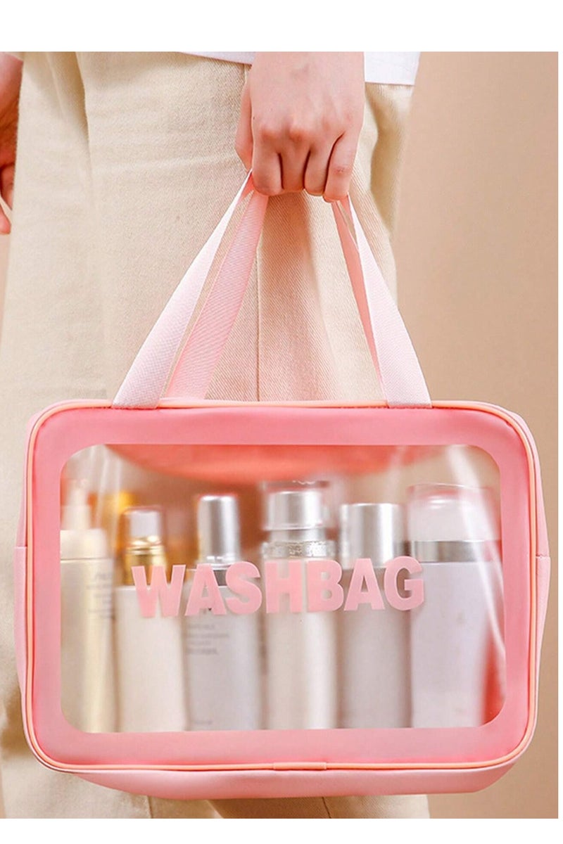 مجموعة 3 حقائب مستحضرات تجميل مقاومة للماء – منظم سفر كبير السعة من PVC لحمل أدوات التجميل والعناية أثناء الرحلات  متعدد الألوان - Image 3