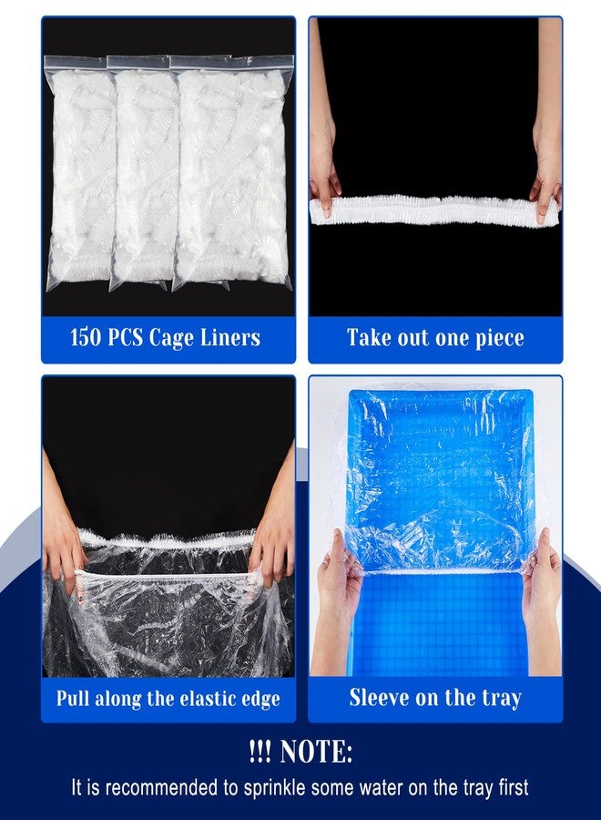 تونديامو تونديمو، 150 قطعة من بطانات أقفاص الأرانب البلاستيكية للاستخدام مرة واحدة، أكياس بطانات أقفاص الأرانب، بطانات أقفاص شفافة لأقفاص خنازير غينيا، بطانات أقفاص بلاستيكية مانعة للتسرب للقنافذ والهامستر والحيوانات الصغيرة، صندوق فضلات - Image 4