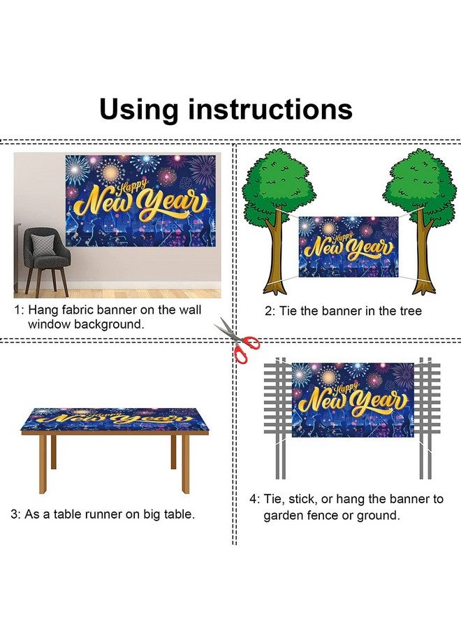 HOWAF لوازم تزيين رأس السنة الجديدة HOWAF، لافتة خلفية كبيرة من القماش لرأس السنة الجديدة لتزيين حفلة ليلة رأس السنة، لافتة خلفية لرأس السنة للاحتفال برأس السنة 2025 - Image 5