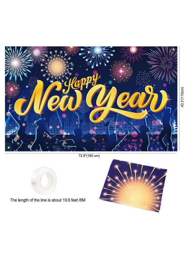 HOWAF لوازم تزيين رأس السنة الجديدة HOWAF، لافتة خلفية كبيرة من القماش لرأس السنة الجديدة لتزيين حفلة ليلة رأس السنة، لافتة خلفية لرأس السنة للاحتفال برأس السنة 2025 - Image 3