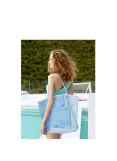KASTWAVE Mesh Beach Bag for Women, Large Tote Bag Lightweight Foldable Beach Tote with Zipper Pocket for Women Vacation Beach Pool Trip  - Image 4