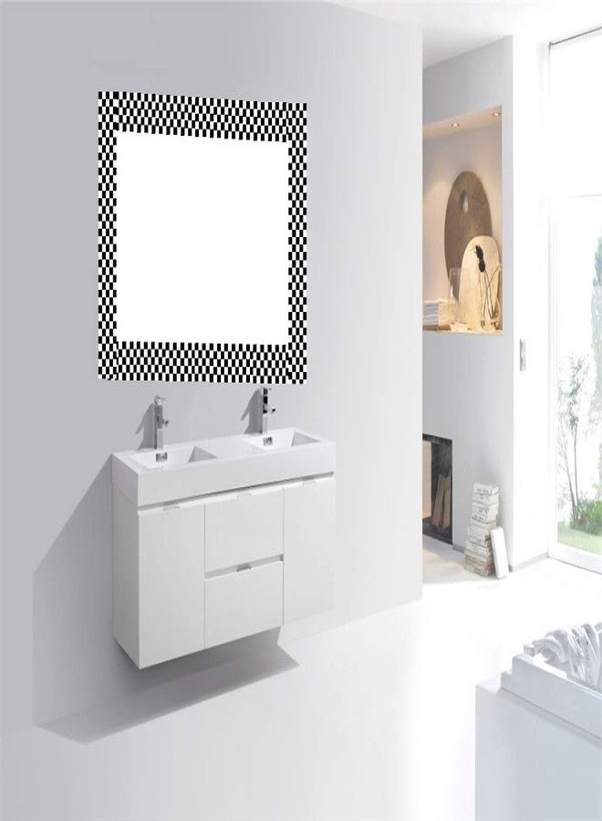 creatick studio ملصقات جدارية من الفينيل ذاتية اللصق من كرياتيك ستوديو، مقاومة للزيوت والماء، بتصميم كتل تجريدية (أسود وأبيض، 43 بوصة × 4 بوصة) - Image 4