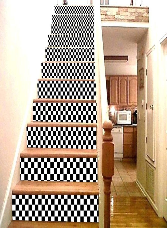 creatick studio ملصقات جدارية من الفينيل ذاتية اللصق من كرياتيك ستوديو، مقاومة للزيوت والماء، بتصميم كتل تجريدية (أسود وأبيض، 43 بوصة × 4 بوصة) - Image 1