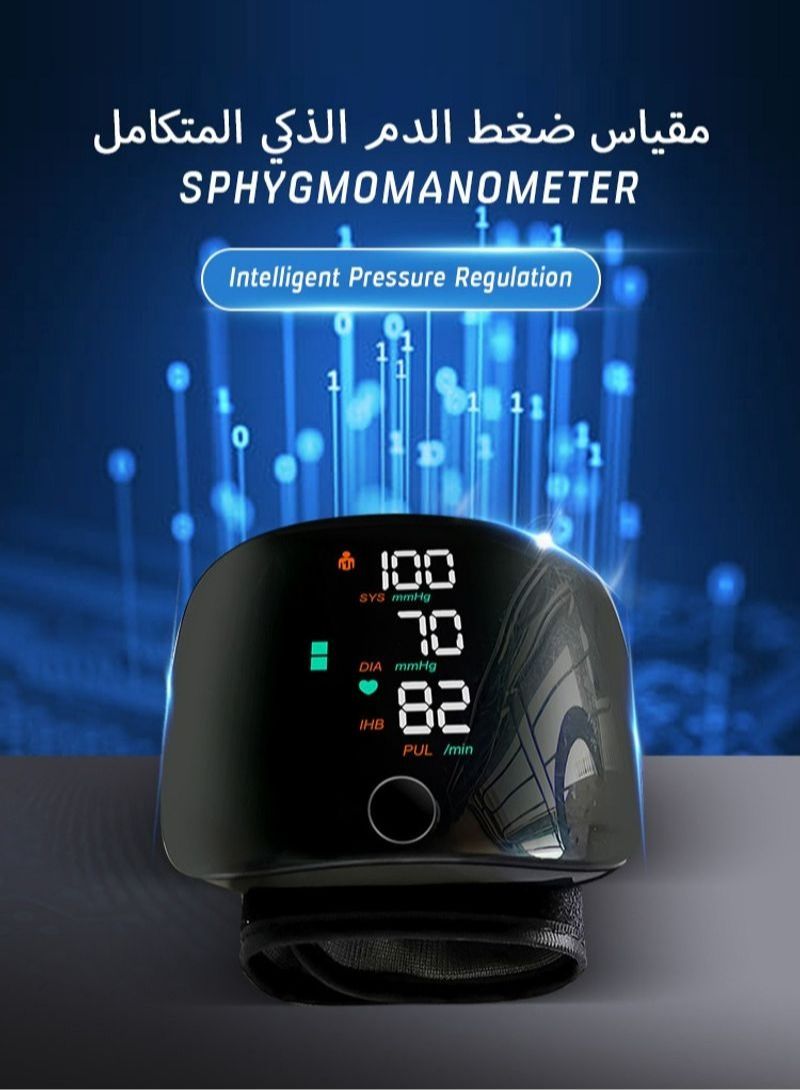 Blood Pressure Monitor Digital Wrist Blood Pressure Machine Adjustable Cuff Bp Detector 2x99 Readings Memory Large Display Voice with Carrying Case Automatic Blood Pressure Wrist Detector Watch,blood pressure meter digital,bp monitor - Image 1