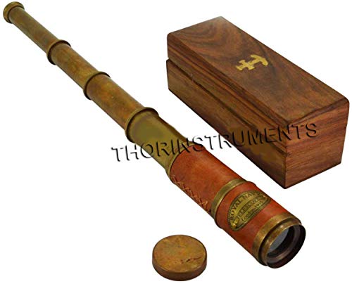 THOR INSTRUMENTS Beautiful Pink Leather Encased Brass Telescope with Wood Box Handmade Rustic Vintage Home Decor Gifts - Image 5