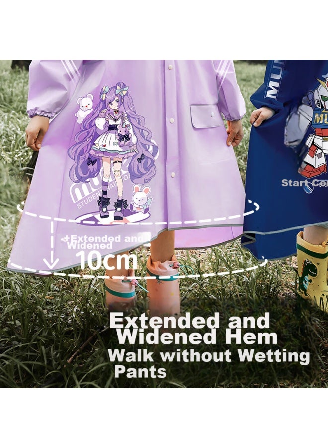 Moremerry Children's Raincoat For Boys And Girls, Full Body Waterproof Raincoat For Primary And Secondary School Students, Deep Blue Mecha Design, Size 5XL - Image 4