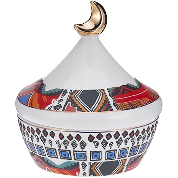 rayihni Istekana CahwaPorcelain Arabic Coffee Set With Dallah And Dates Bowl Lid 16 PiecesDecorated Colored Drawing Assorted - Image 3