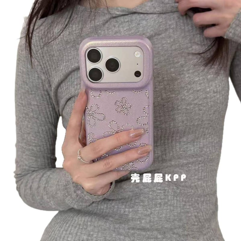 MS غطاء واقي بسيليكون لـ iPhone 15 / 15 Plus / 15 Pro / 15 Pro Max مع حماية من السقوط ونقش زهور مع مقاوم للصدمات مع قبضة مضادة للانزلاق باللون Flower مضاد للانزلاق بتصميم زهري من الس. - Image 5