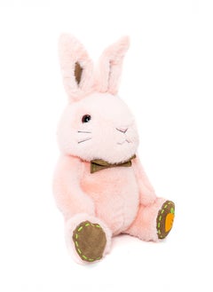 Toto Toys Lovely Bow Collar Long Ears Carrot Rabbit Plush Toy Pink Color 30 cm  - Image 2