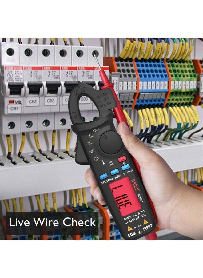 ACM91 Digital Clamp Meter 1mA AC DC Current True RMS Auto-Ranging 6000 Counts Hz Temperature Capacity Live Check V-Alert Low Impedance Voltage Tester