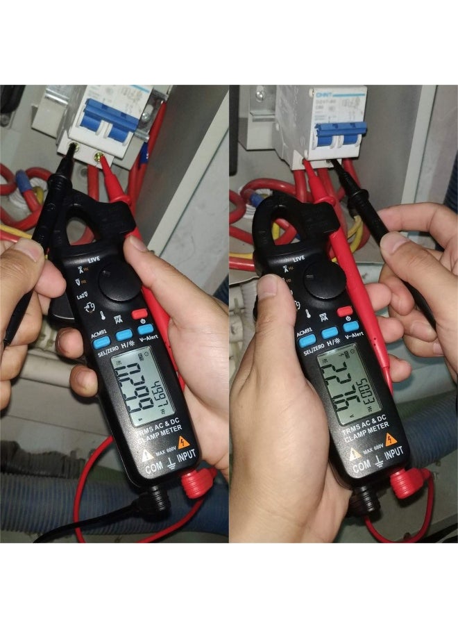 ACM91 Digital Clamp Meter 1mA AC DC Current True RMS Auto-Ranging 6000 Counts Hz Temperature Capacity Live Check V-Alert Low Impedance Voltage Tester