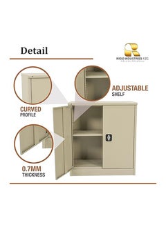 RIGID Steel Curved Low Height Office Cupboard Beige 102x91.5x47.5cm  - Image 3