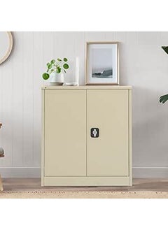 RIGID Steel Curved Low Height Office Cupboard Beige 102x91.5x47.5cm  - Image 1