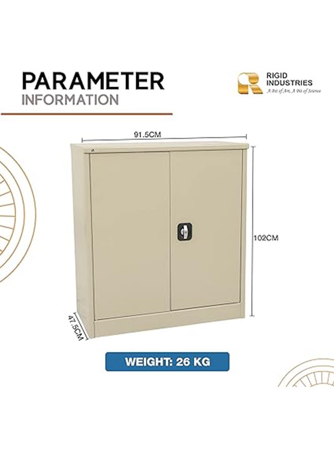 RIGID Steel Curved Low Height Office Cupboard Beige 102x91.5x47.5cm  - Image 2