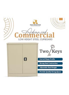 RIGID Steel Curved Low Height Office Cupboard Beige 102x91.5x47.5cm  - Image 4