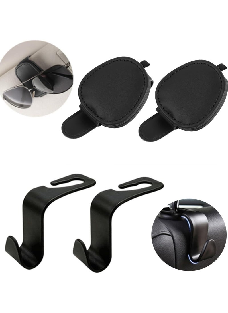 REACLOUD 2 car seat backrest hidden multifunctional hooks+2 sun visors, multifunctional eyewear clips, and ticket storage support  - Image 1