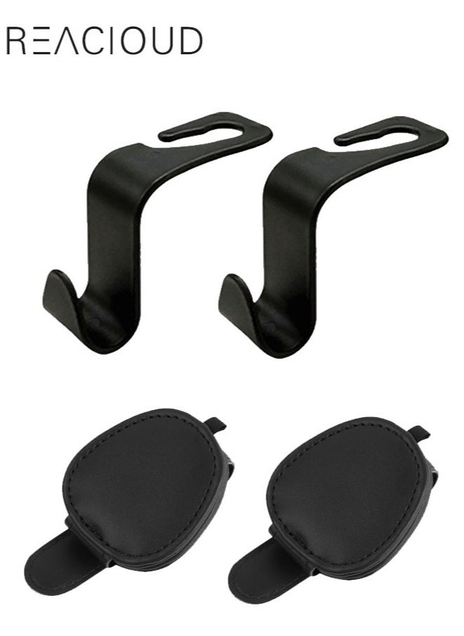 REACLOUD 2 car seat backrest hidden multifunctional hooks+2 sun visors, multifunctional eyewear clips, and ticket storage support  - Image 2