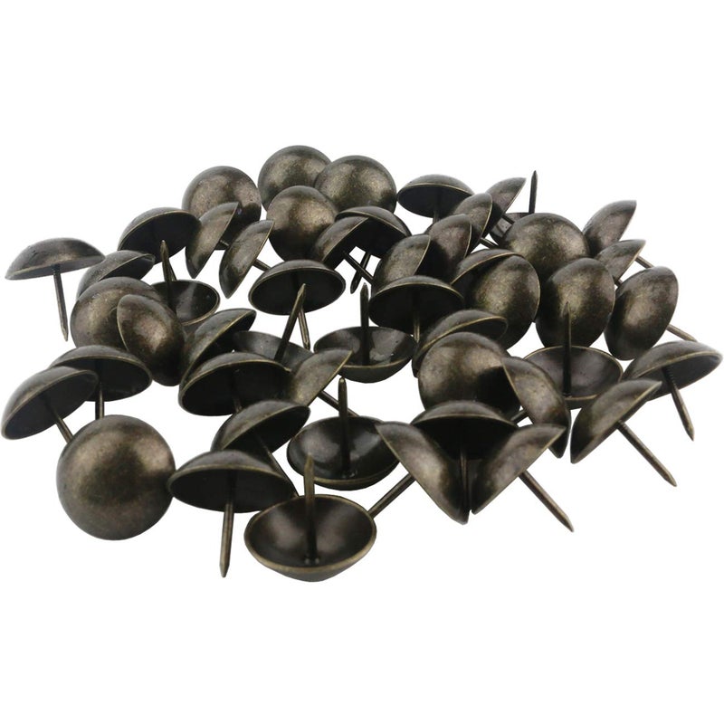 Ogrmar 50PCS Round Large-Headed Nail/Antique Upholstery Nails/Furniture Tacks 1" Diameter Antique Brass (1" x 1") - Image 1