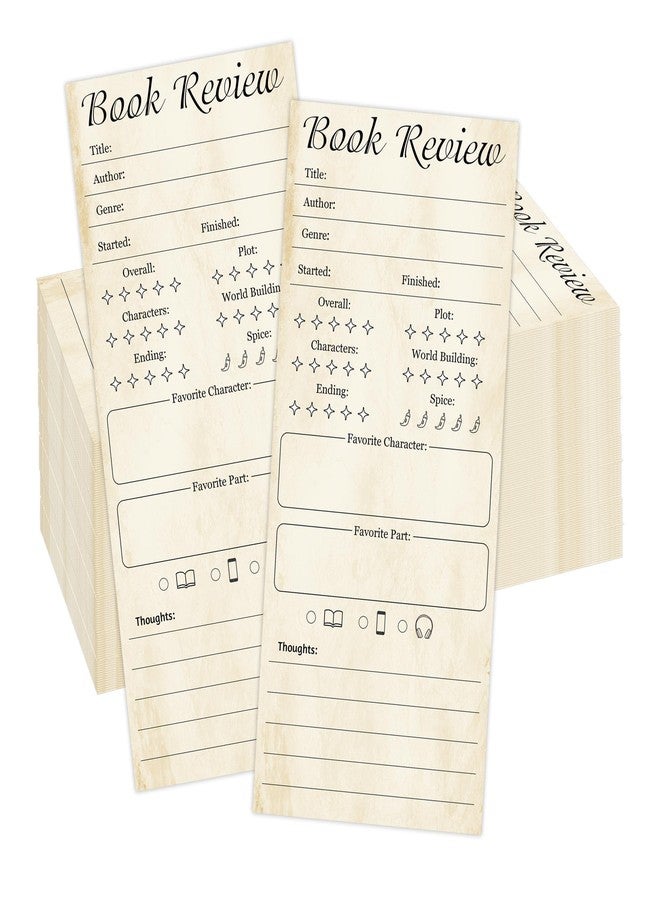 Well Tile 100 Pack Retro Book Review Bookmark Book Lovers&Readers Review Bookmarks 3.5x8 Inch-Book Tracker Note Pads Bookmark for Reading Journals Book Review Tracker Reading Log for Bookworm Readers Students - Image 1