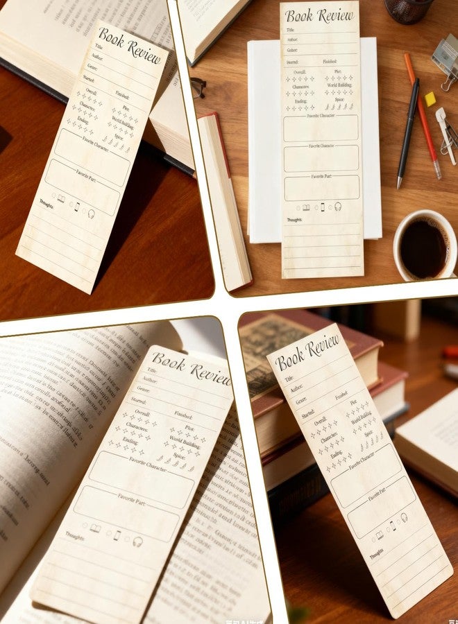 Well Tile 100 Pack Retro Book Review Bookmark Book Lovers&Readers Review Bookmarks 3.5x8 Inch-Book Tracker Note Pads Bookmark for Reading Journals Book Review Tracker Reading Log for Bookworm Readers Students - Image 3