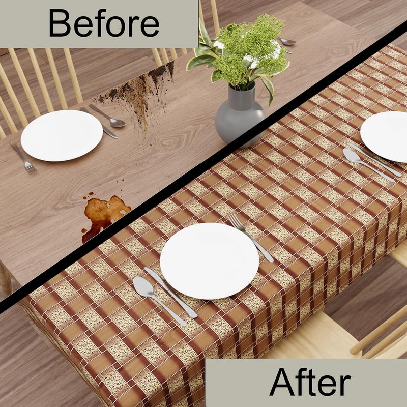 Wings Star Floral Print Exclusive Table Cover|PVC 6 Seater Table Cover|Table Sheet for Dining, Party, Events|Waterproof Protector|Indoor and Outdoor Use 54x78 Beige - Image 3