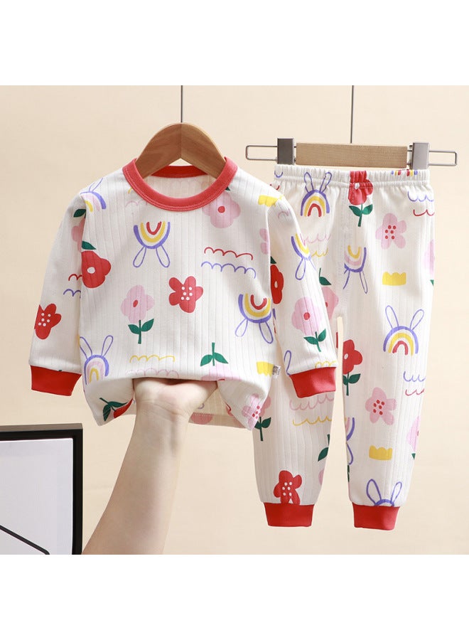 Children's Autumn New Cotton Suit Crewneck Girls' Long Sleeve Underwear Autumn Clothes Pants Pajamas Home Clothes