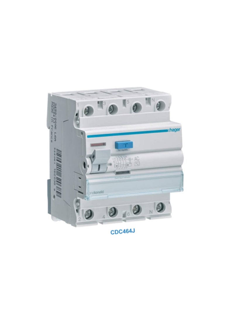 Hager Hager Earth Leakage Circuit Breaker - 63A 4 Pole 30MA (ELCB/RCCB) CDC464J  - Image 2