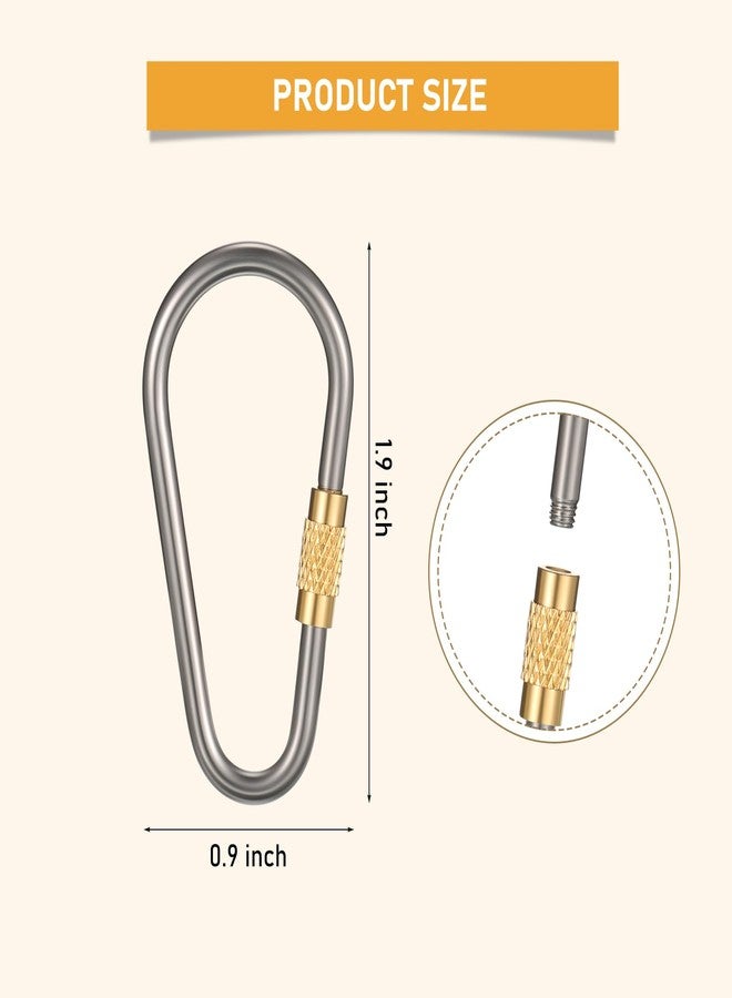 Skylety 10 Pieces Mini Titanium Locking Clips D-Ring Locking Snap Keychain Keyring Screw Lock Buckle for Outdoor Indoor Dog Tags Use, Lightweight and Sturdy - Image 2