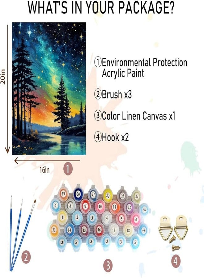 TREXEE Starry Sky Paint by Numbers Adult Kit-Adult Paint by Numbers Starry Night,Abstract Landscape Paint by Number Perfect for Home Wall Decor (16x20 Inch) Unframed - Image 2