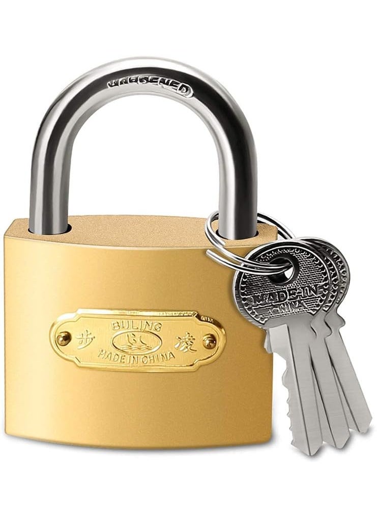 Brass Polished Weatherproof Security PadlockKeyed LockDoor Lock with 3 Keys for Tool BoxShuttersGateShopOfficeMain Door75 MM  - Image 1