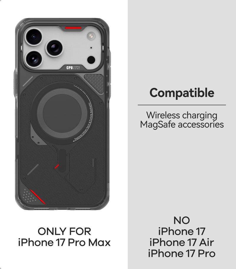 Aulumu A17 iPhone 17 Pro Max Case | MagSafe Compatible | Touch-Sensitive Buttons | Integrated Drop Protection | Military-Grade Outdoor Design Black - Image 3