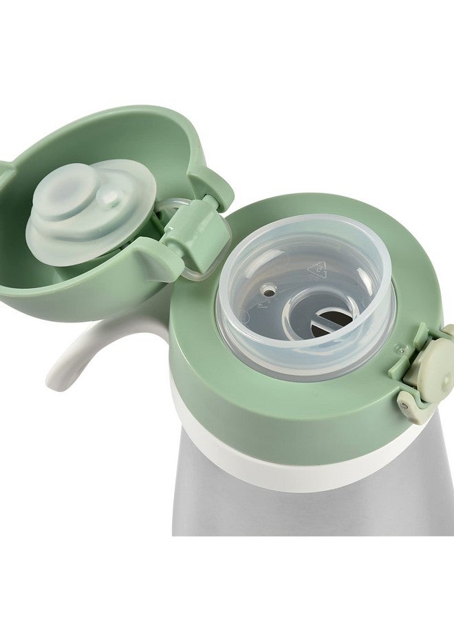 بيابا زجاجة مياه من الفولاذ المقاوم للصدأ للأطفال، زجاجة مياه معزولة للأطفال الصغار، زجاجة مياه للأطفال تُغلق من الأعلى أثناء التنقل، زجاجة مياه ترموس للأطفال الصغار (رمادي فاتح) - Image 3