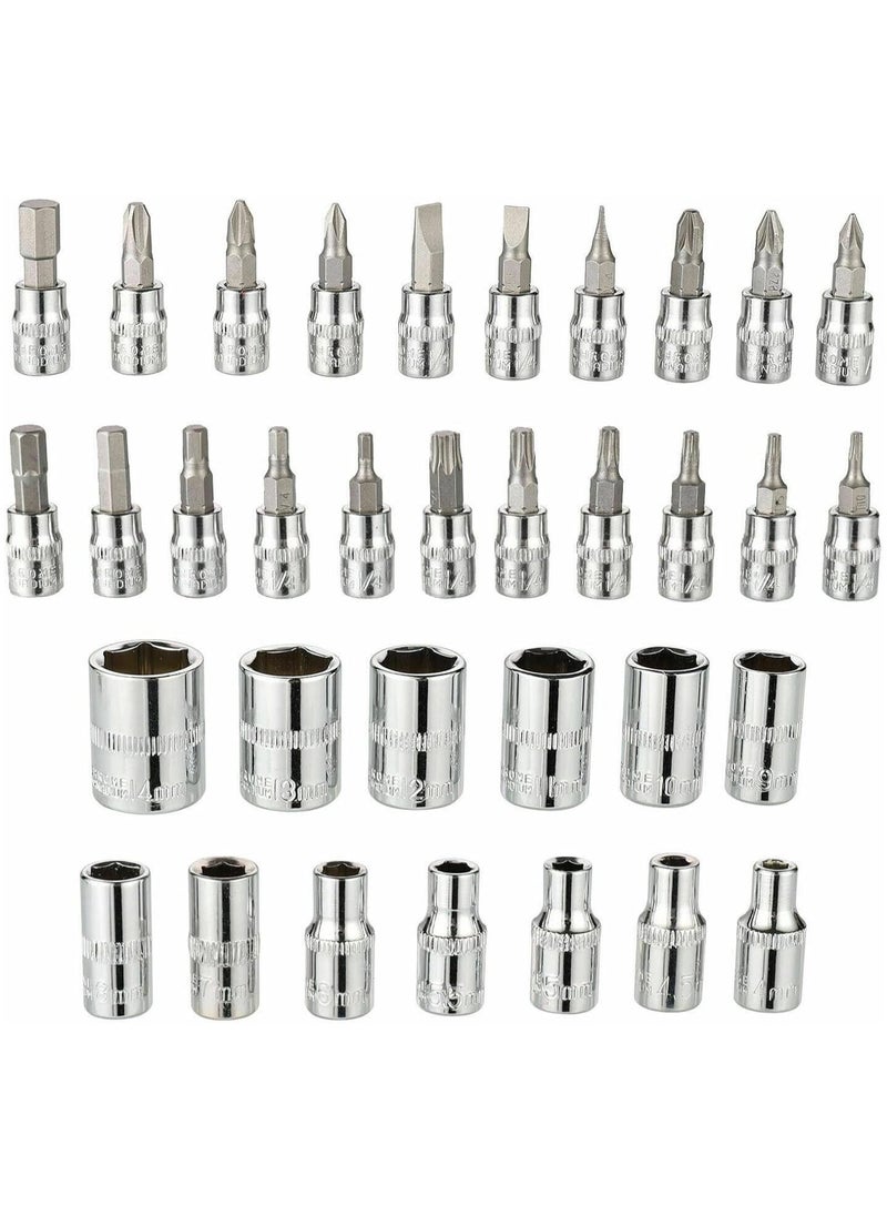 OUTAD 46-Piece Ratchet Wrench Socket Set Metric Drive Screwdriver With Box  - Image 5