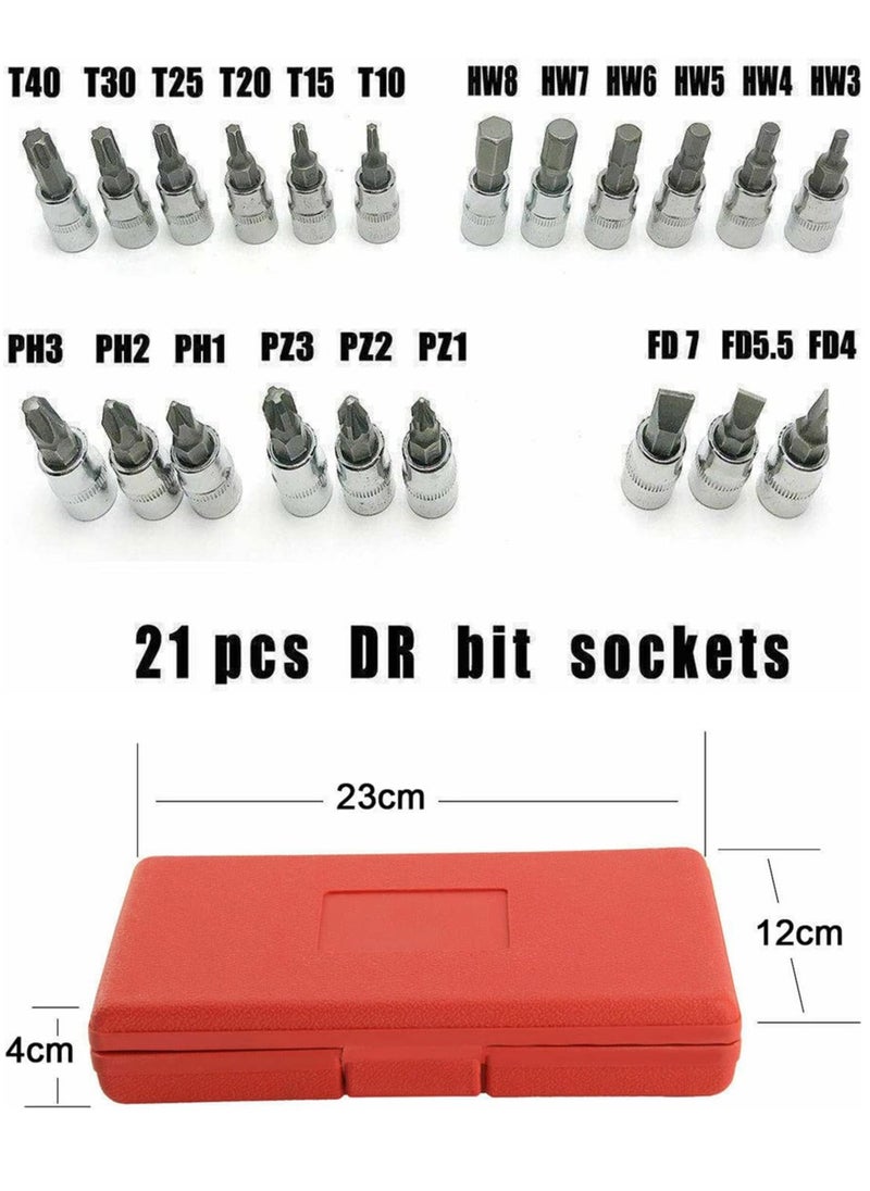 46-Piece Ratchet Wrench Socket Set Metric Drive Screwdriver With Box