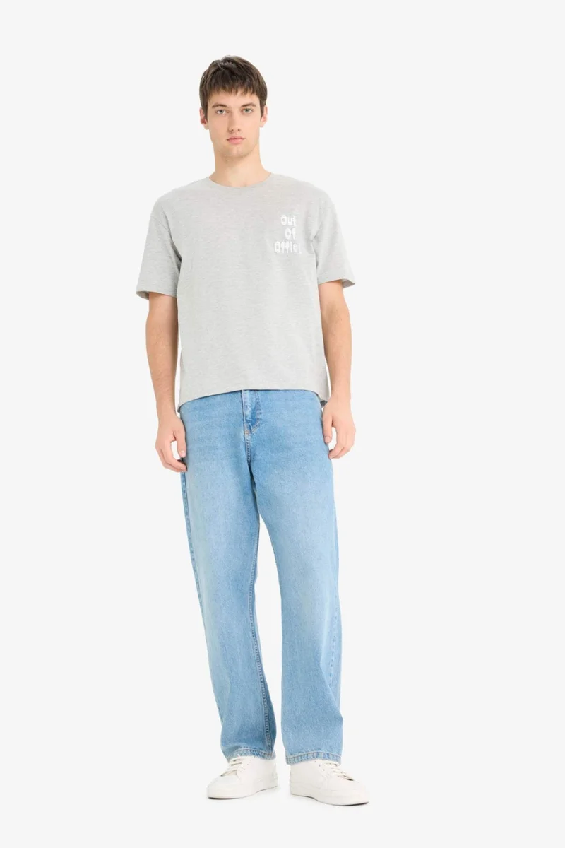 DeFacto Boxy Fit Crew Neck Printed Short Sleeve T-Shirt