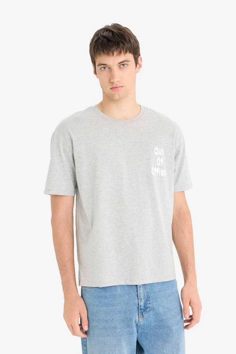 DeFacto Boxy Fit Crew Neck Printed Short Sleeve T-Shirt