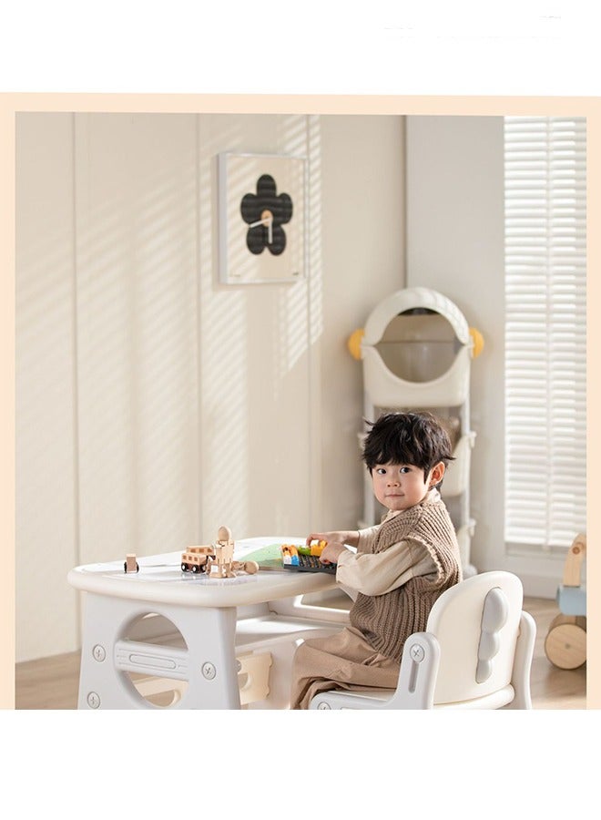 Kids Table Chairs Set, Ergonomic Children Toddler Study Activity Table and Chair, Multifunctional Desk Chair with Storage for for Children Reading,Drawing,Eating,Studying